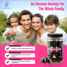 Gummies SilverCeuticals sur une table avec des fruits frais