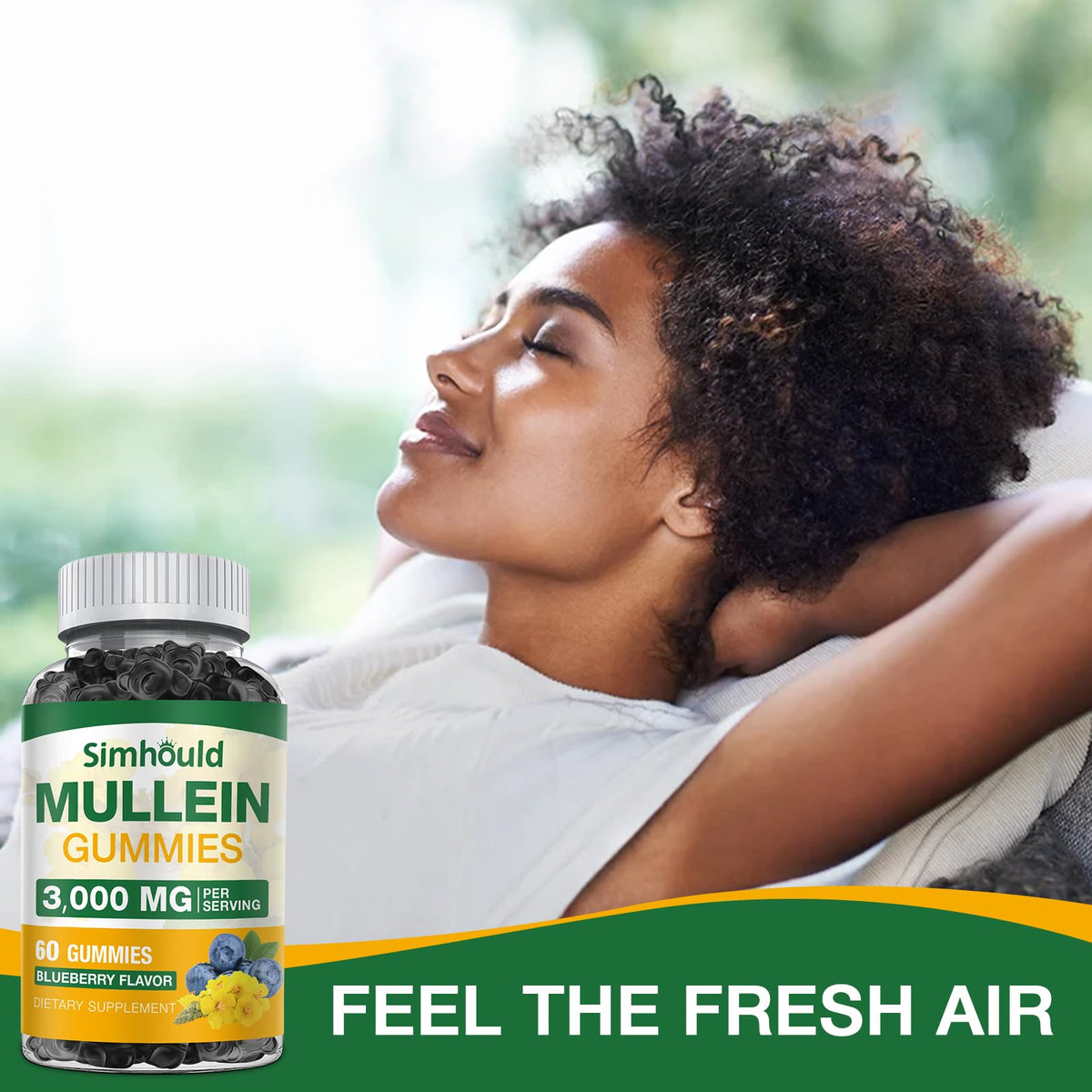 Gummies Simhould au Mullein 3000MG sur un fond blanc