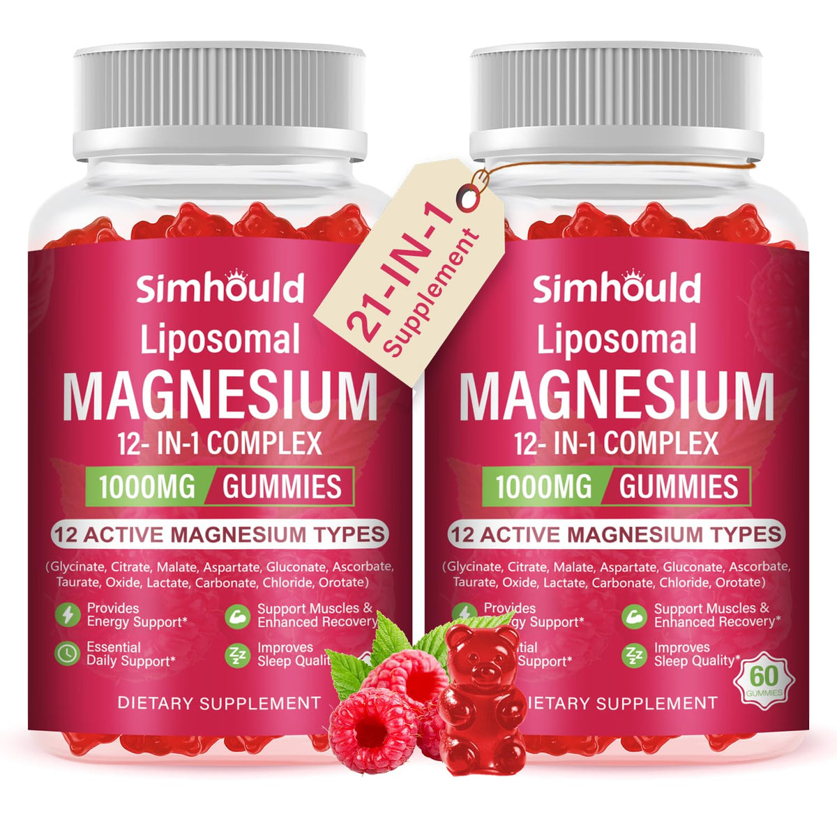 Gummies Simhould Complex Magnésium Liposomal 120 Cts vue de face