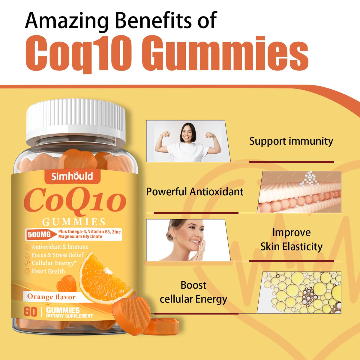 Gummies Simhould CoQ10 500MG en main pour démonstration