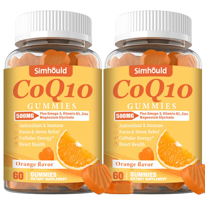 Gummies Simhould CoQ10 500MG pack de 2 avec Omega-3 et Zinc