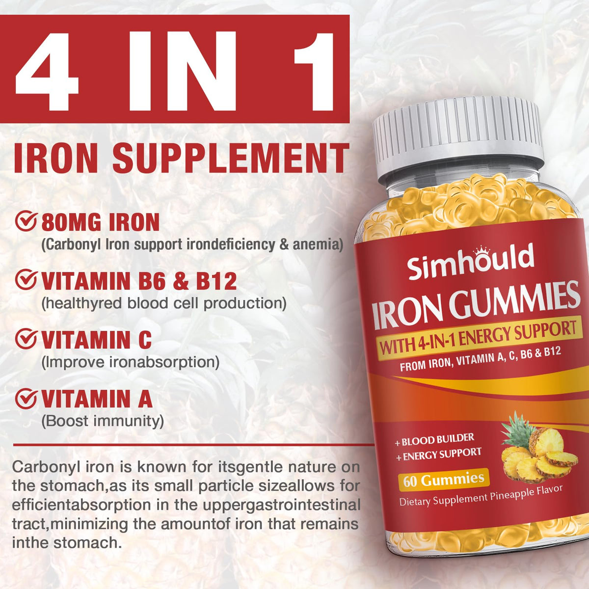 Gummies Simhould Fer 80mg, vue de près