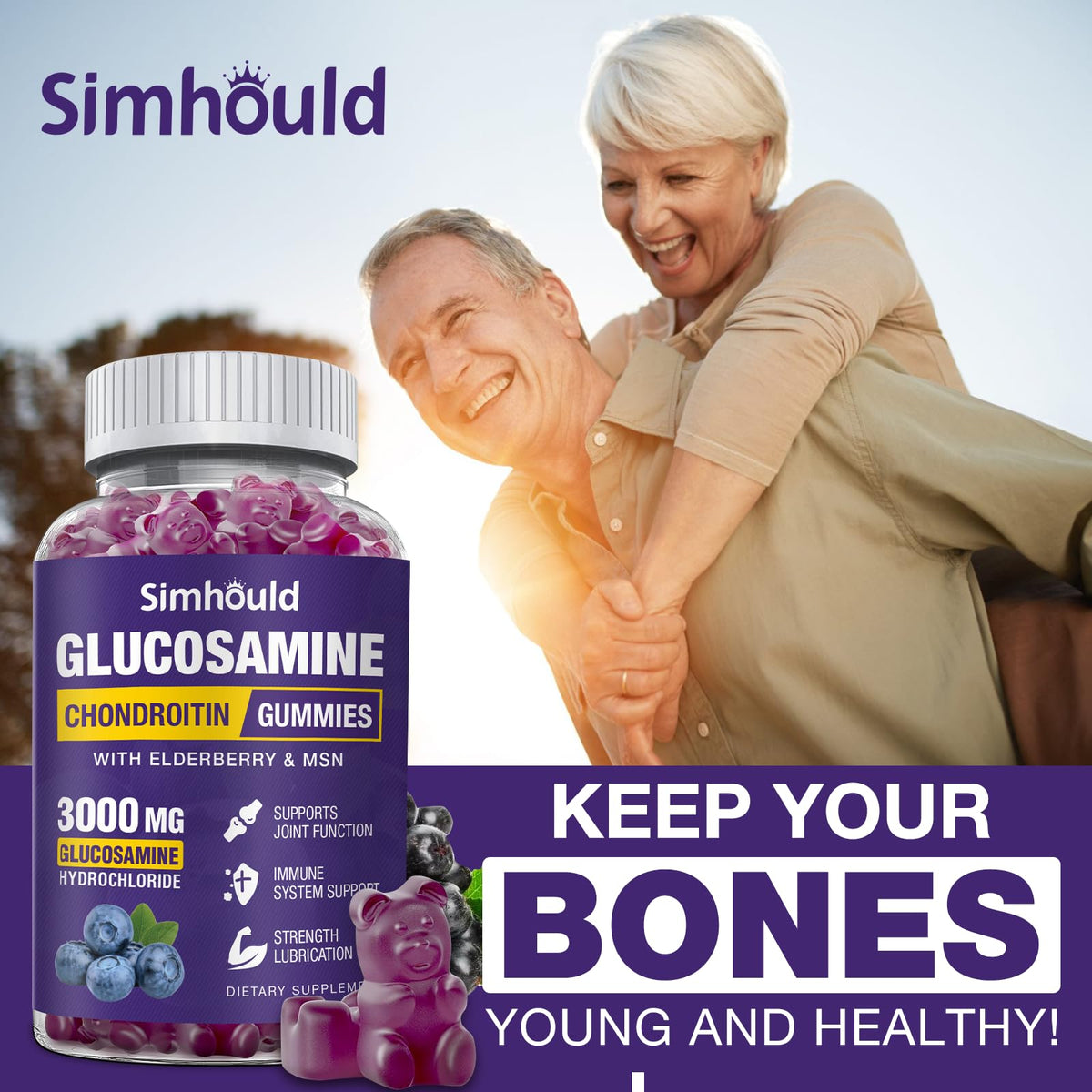 Gummies Simhould Glucosamine Chondroïtine 3000MG avec fruits