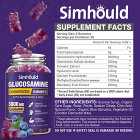 Gummies Simhould Glucosamine Chondroïtine 3000MG prise quotidienne