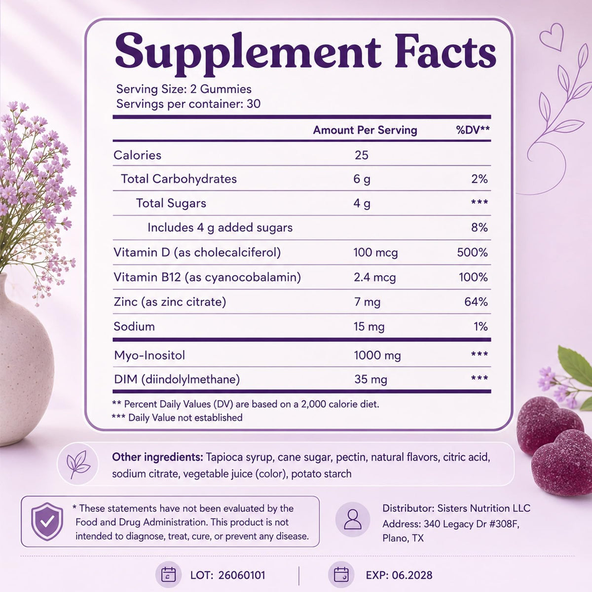 Gummies Sisters Nutrition avec goût fruité