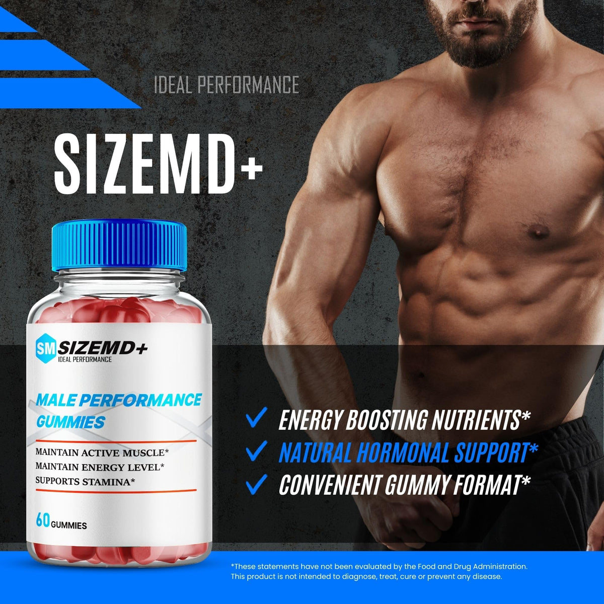 Gummies SizeMD+ pour Hommes, mise en scène avec des fruits