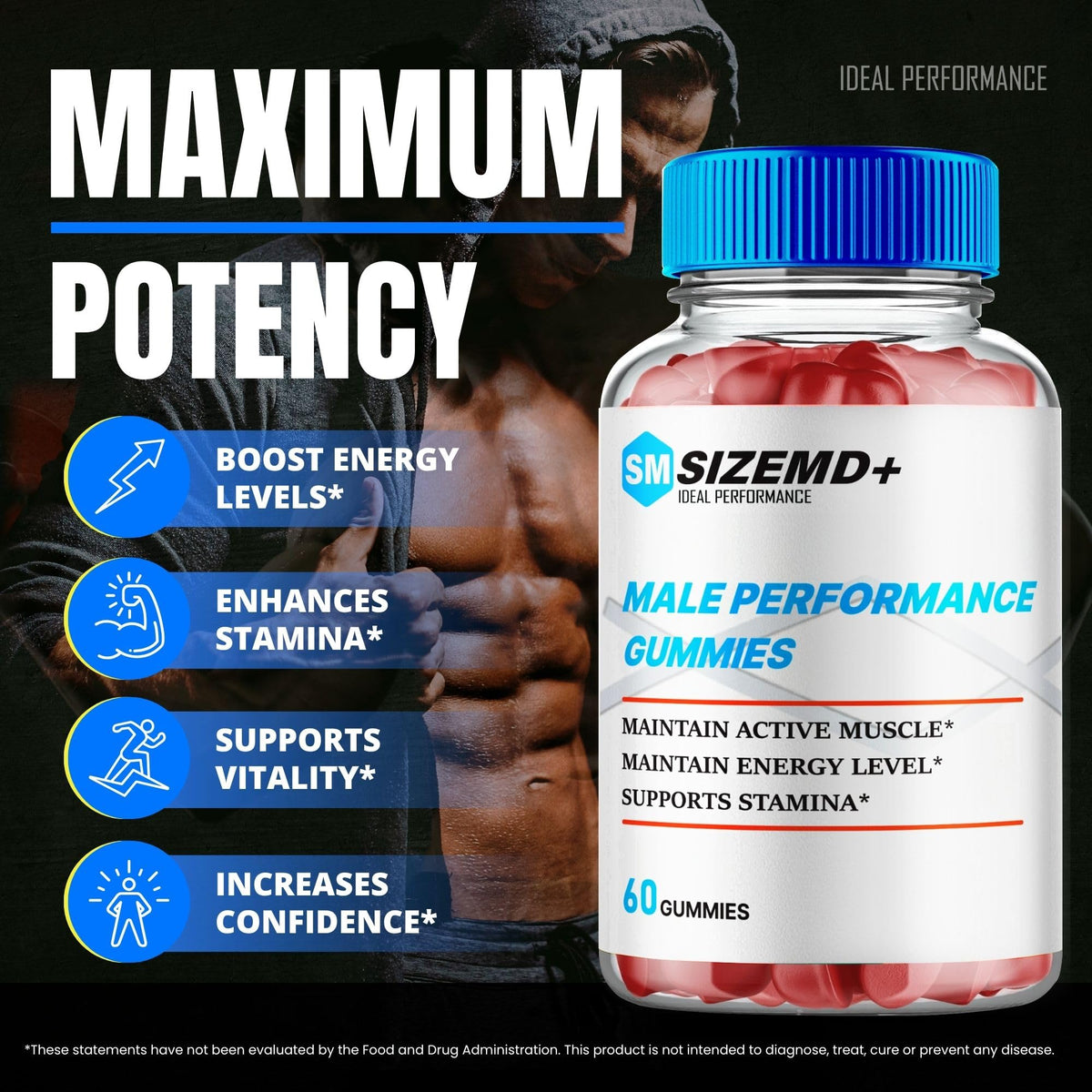 Gummies SizeMD+ pour Hommes, vue de côté de la boîte