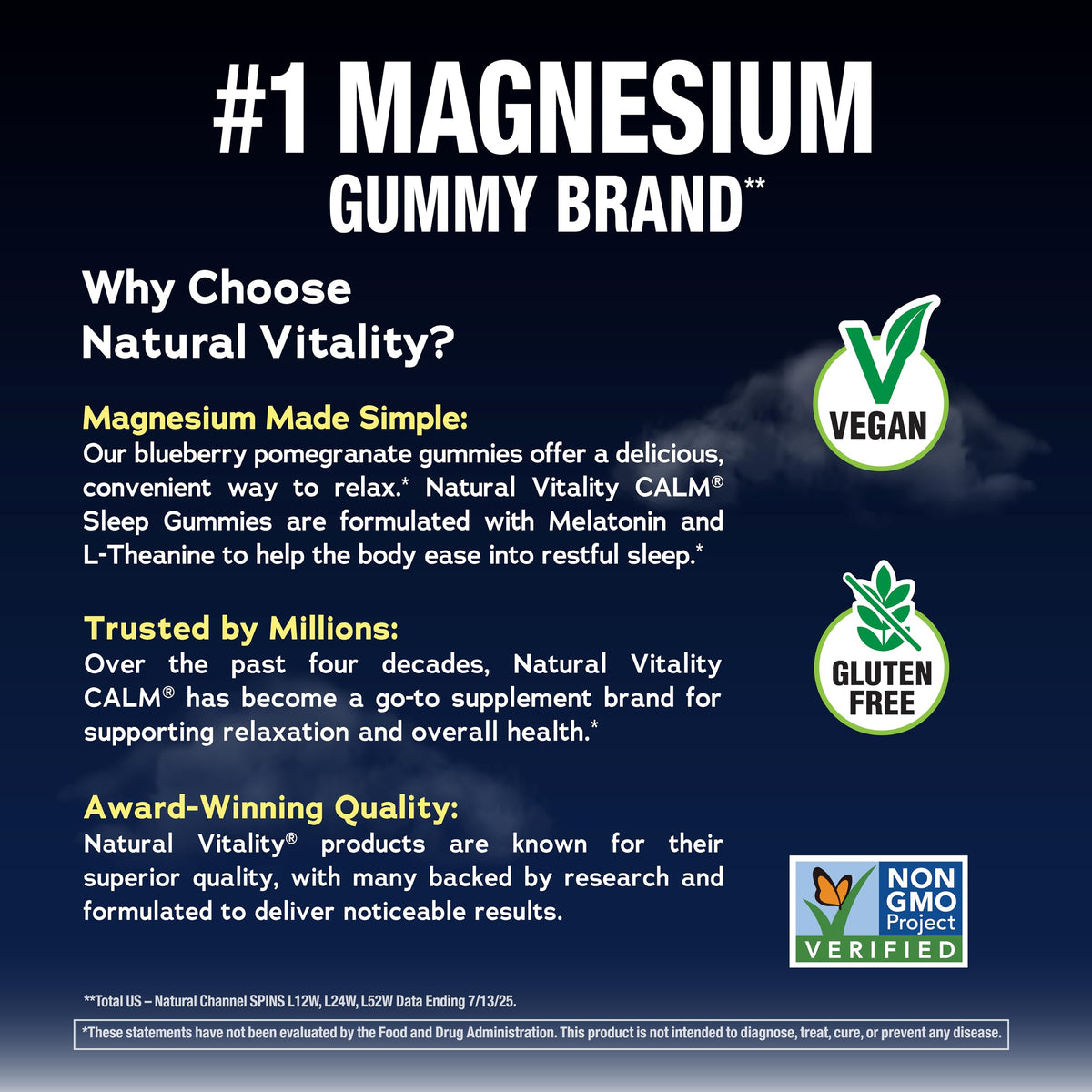 Gummies SLEEP Natural Vitality montrant leur couleur bleu et grenade