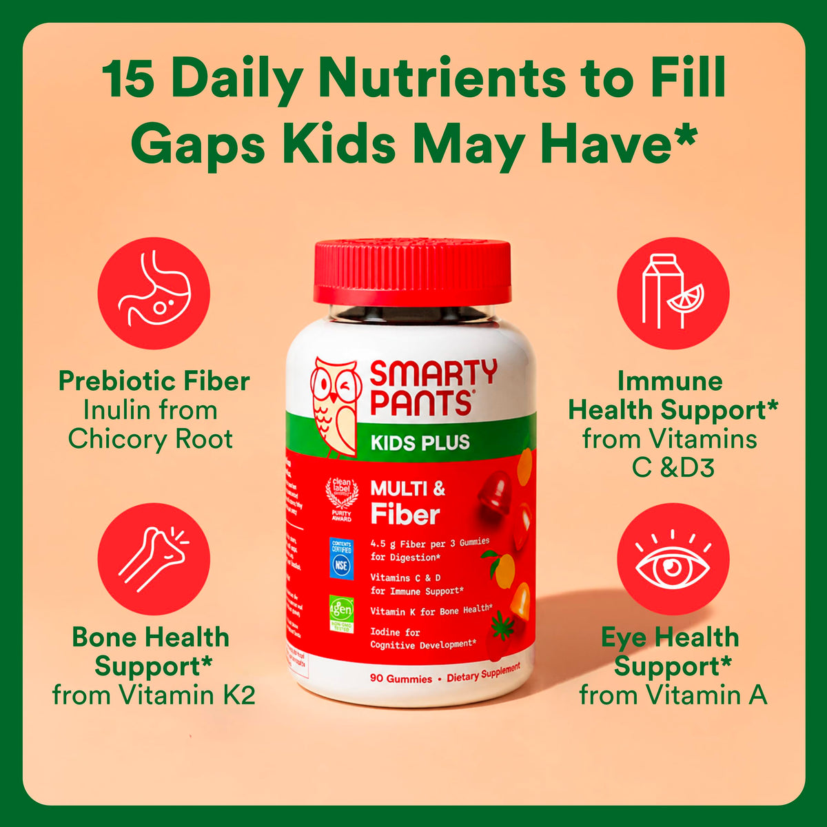 Gummies SmartyPants avec saveurs de fraise, orange et citron