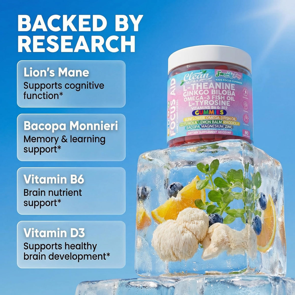 Gummies SmartyPop pour enfants présentées dans une main d'enfant