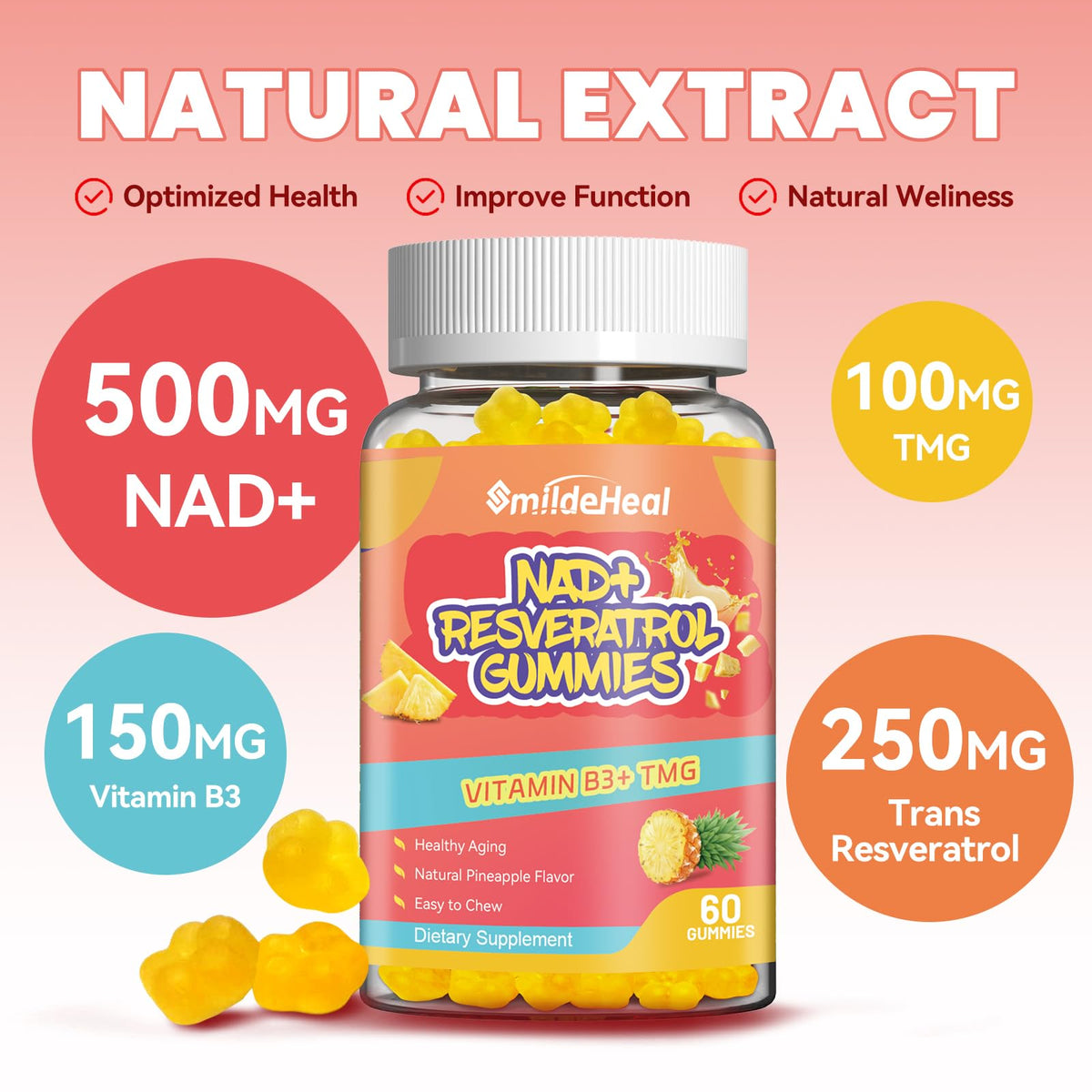 Gummies SmildeHeal à côté d'une tasse de thé