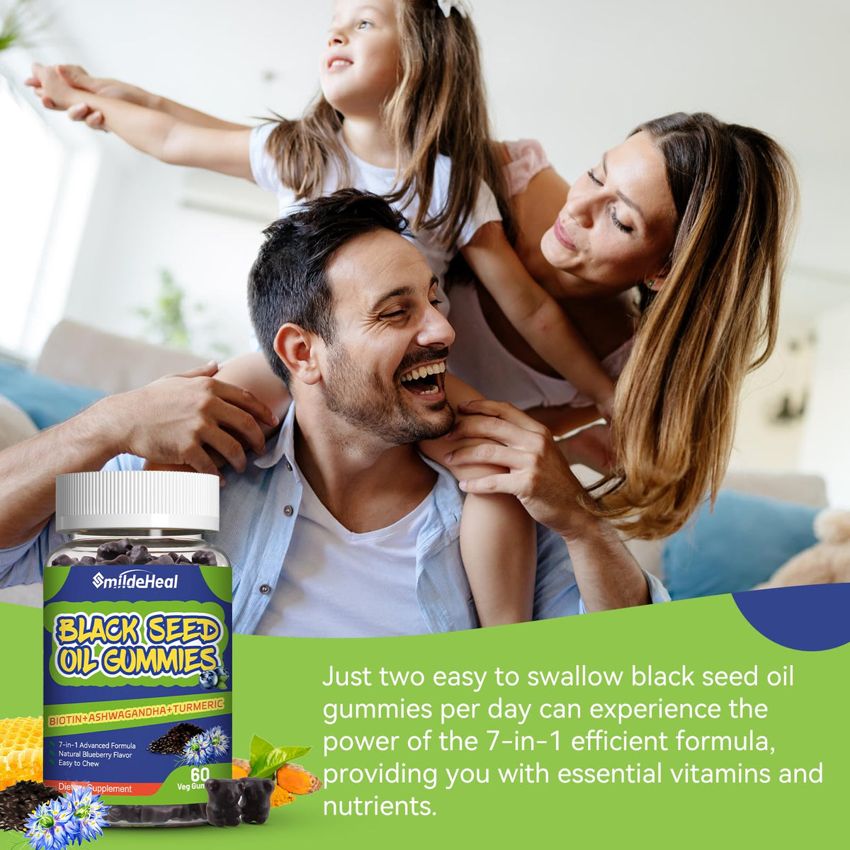 Gummies SmildeHeal avec myrtilles fraîches à côté