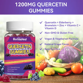 Gummies SmildeHeal de quercétine avec des raisins frais en arrière-plan