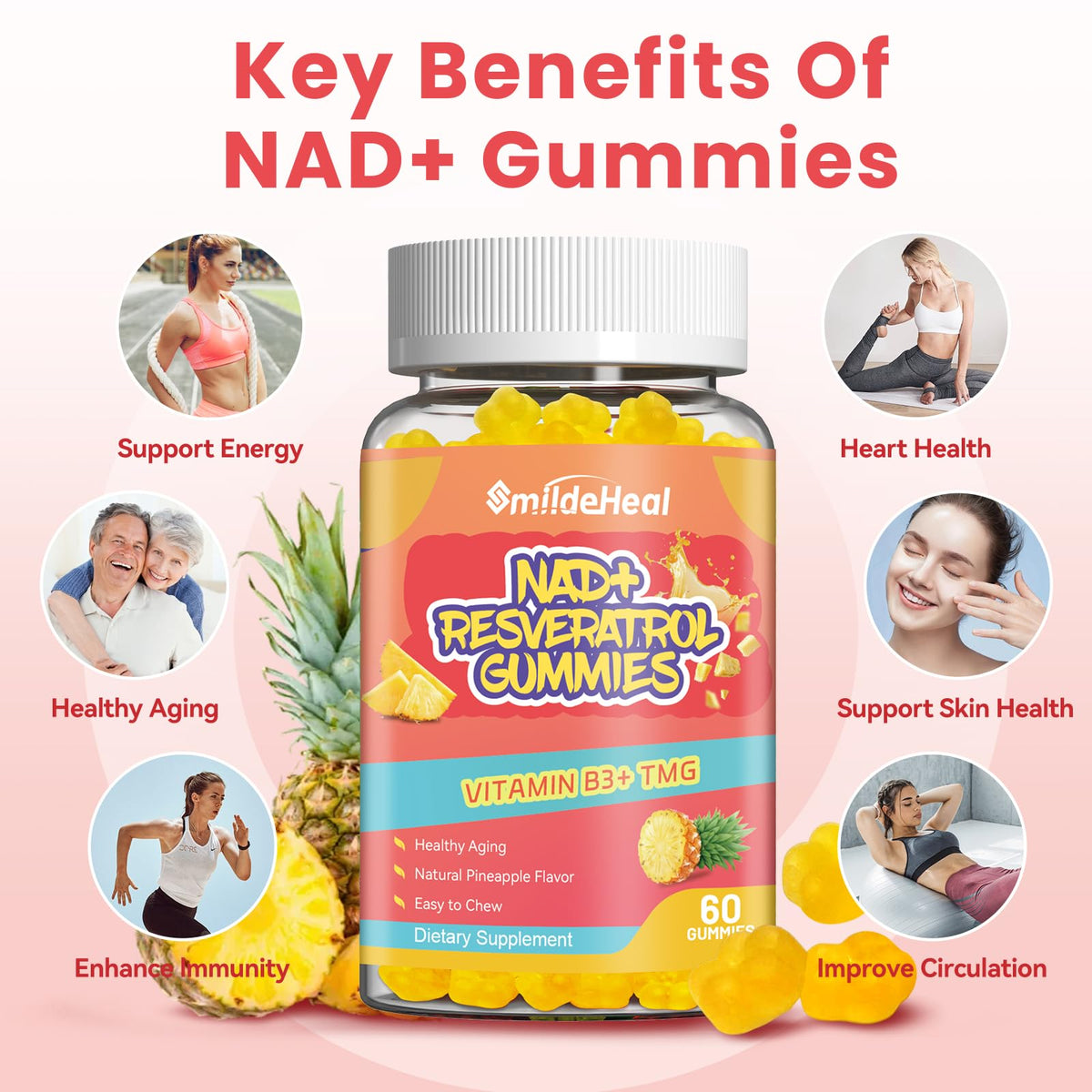 Gummies SmildeHeal sur fond blanc