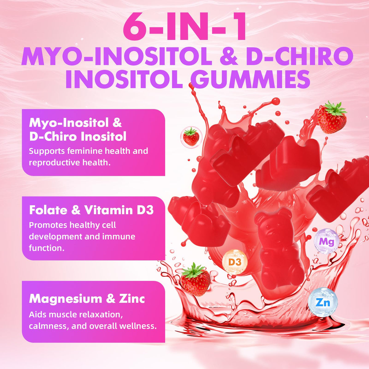 gummies softbear à l'inositol présentées sur une table