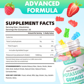 Gummies softbear avec un goût fruité, côté du flacon