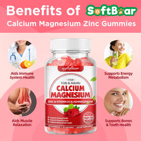 Gummies softbear Calcium Magnésium Zinc sur une table
