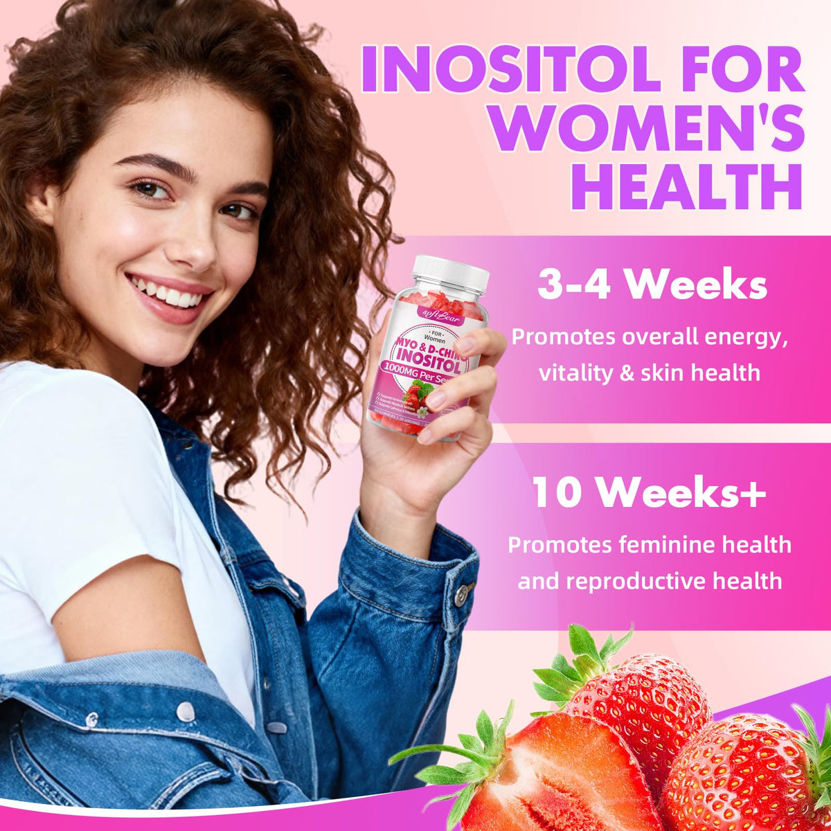 Gummies softbear Inositol sur une table en bois
