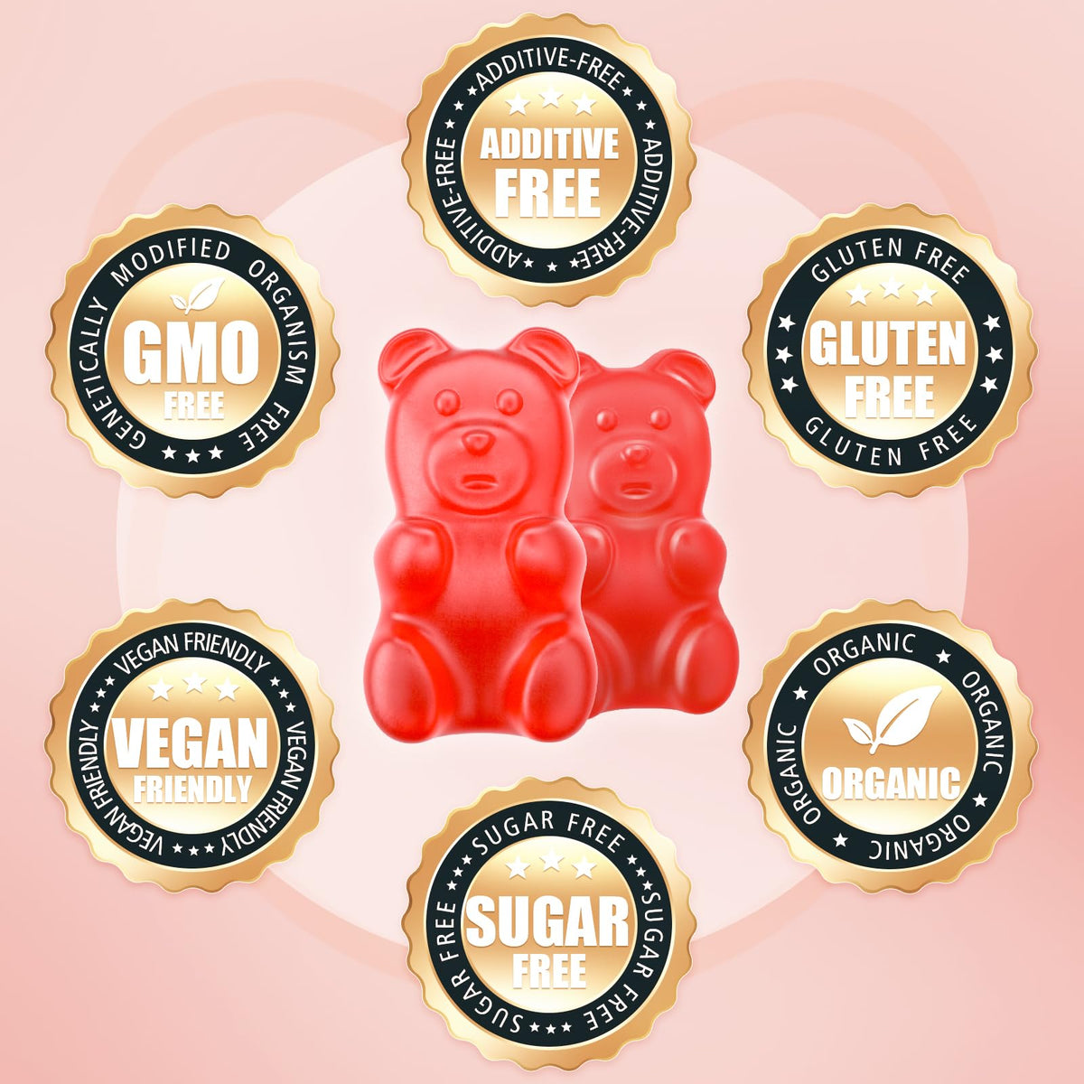 Gummies softbear, présentation des ingrédients sur l'emballage