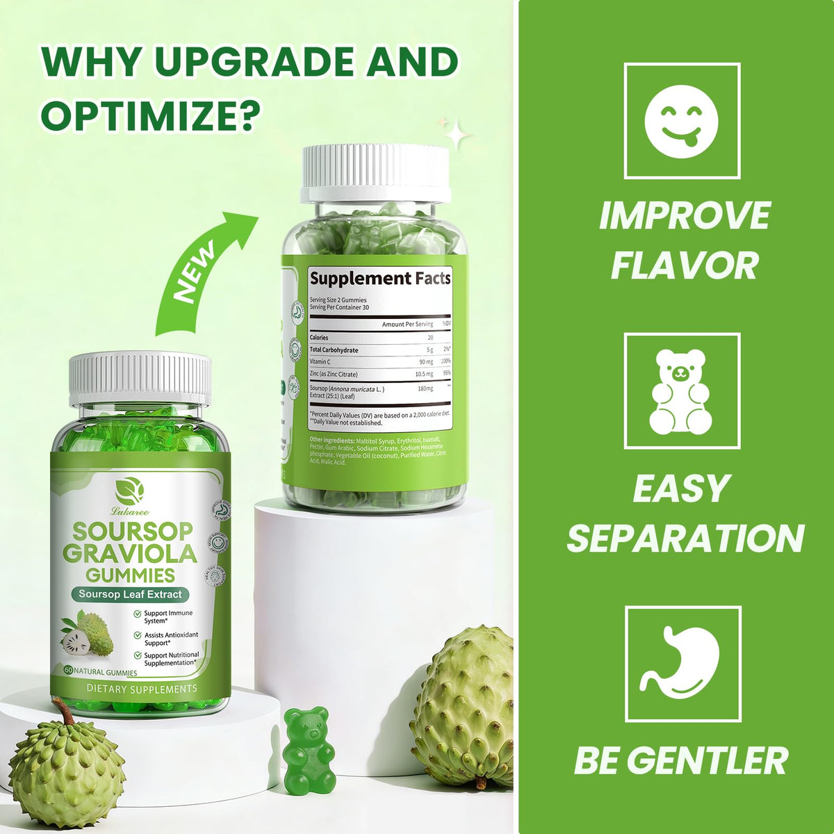 Gummies Soursop Lukaree 2 Pack 399g dans une main