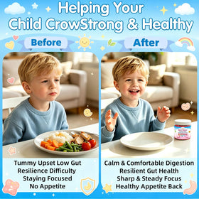 Gummies StaySay 20-en-1 avec un enfant souriant