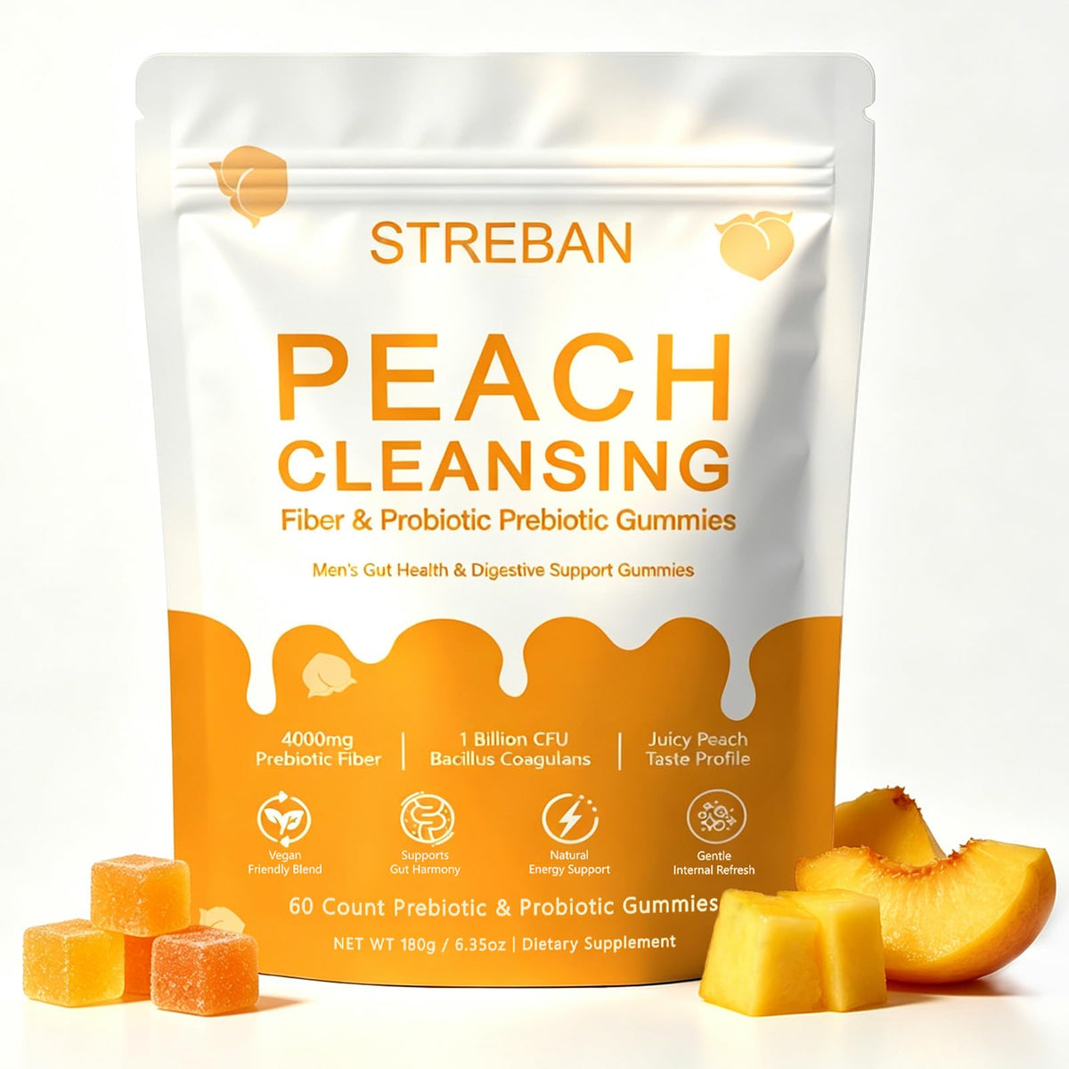 Gummies STREBAN à la pêche, pot de 60 unités
