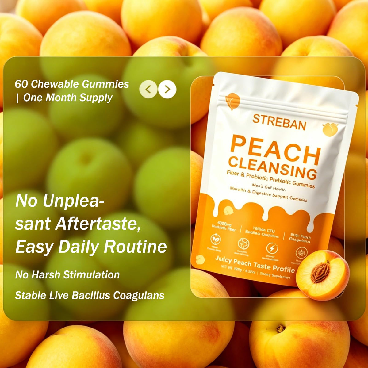 Gummies STREBAN à la pêche, taille des gummies