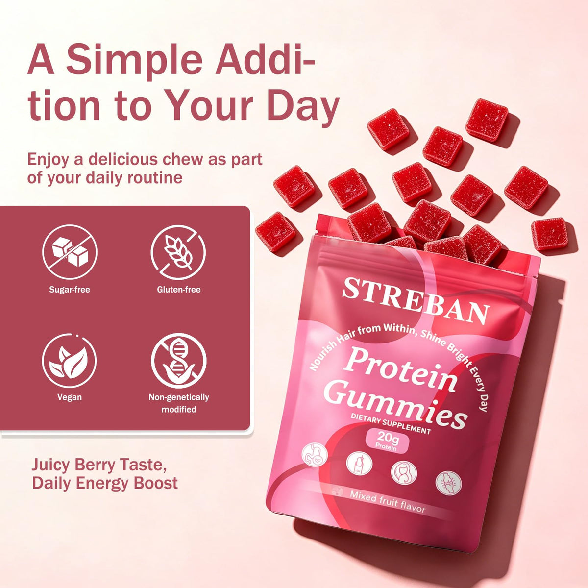 Gummies STREBAN montrant leur texture moelleuse