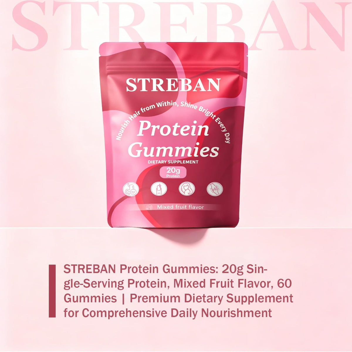 Gummies STREBAN sur un bureau avec un ordinateur