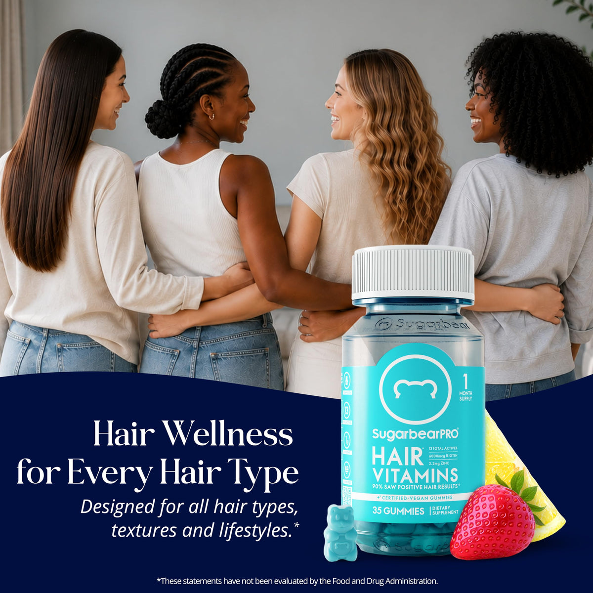 Gummies SugarBearHair avec étiquettes de certification végétalienne
