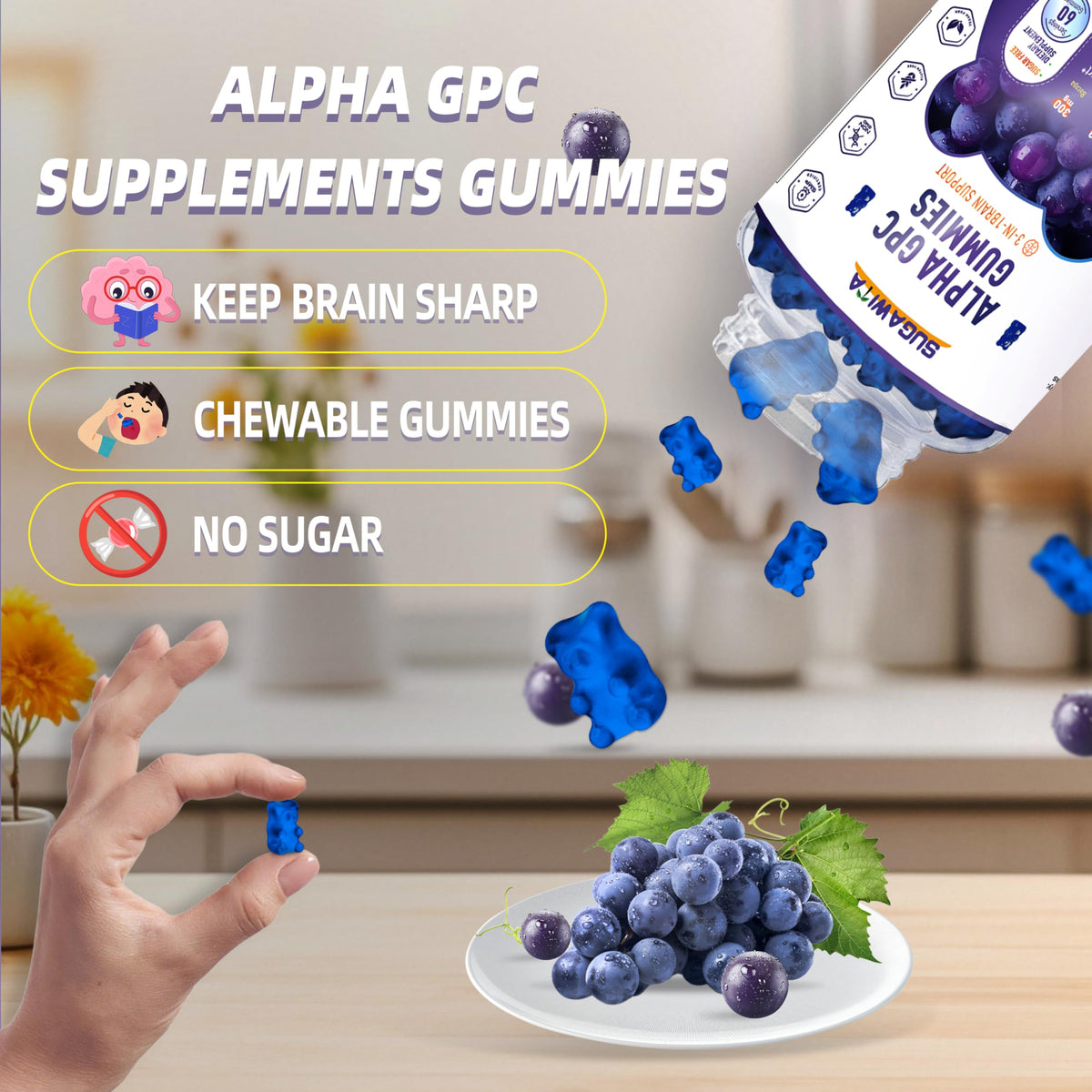 Gummies SUGAWITA Alpha GPC 600mg en gros plan