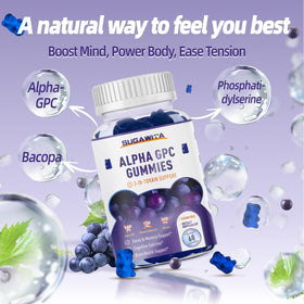 Gummies SUGAWITA Alpha GPC 600mg sur une table