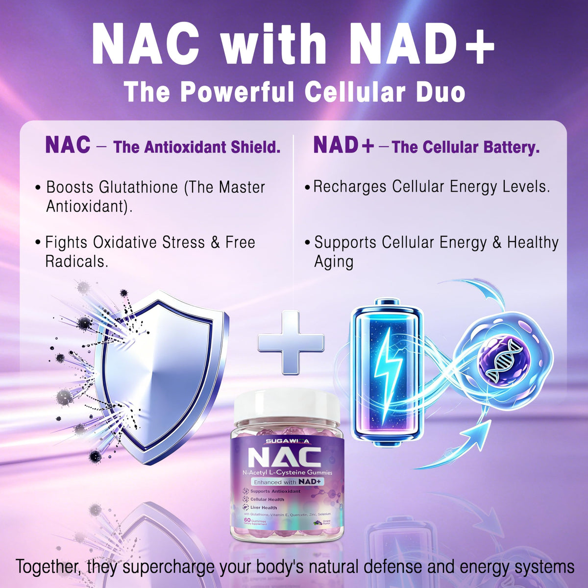 Gummies SUGAWITA NAC 1000mg sur fond blanc