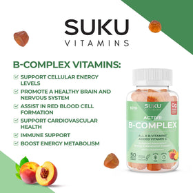 Gummies SUKU Complexe B avec étiquette nutritionnelle