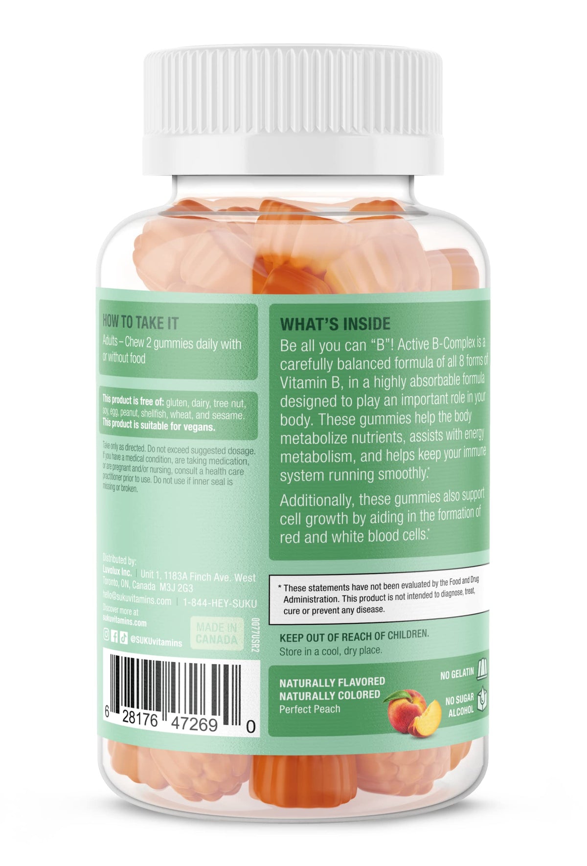 Gummies SUKU Complexe B avec goût pêche