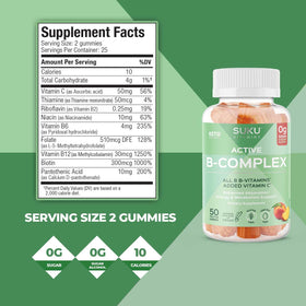 Gummies SUKU Complexe B avec une portion visible