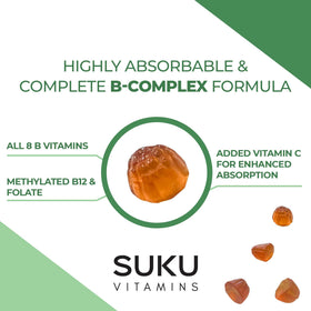 Gummies SUKU Complexe B ouvertes avec quelques gummies