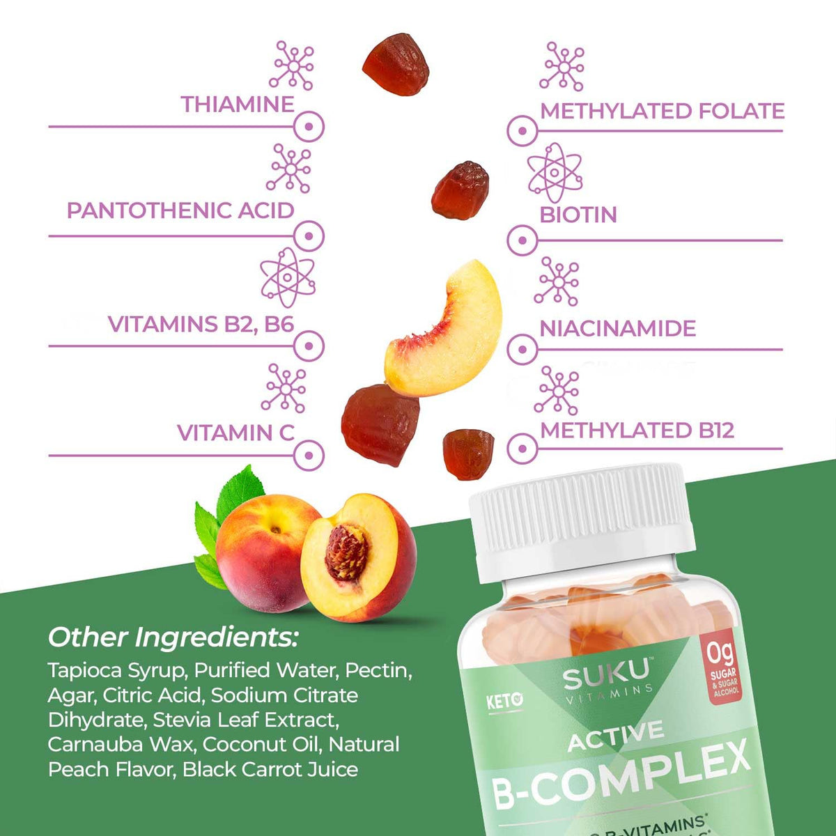 Gummies SUKU Complexe B sur une table