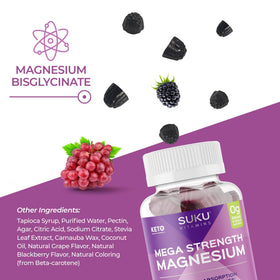 Gummies SUKU sur une table avec des ingrédients naturels