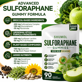 Gummies sulforaphane Shumol goût pomme verte en gros plan