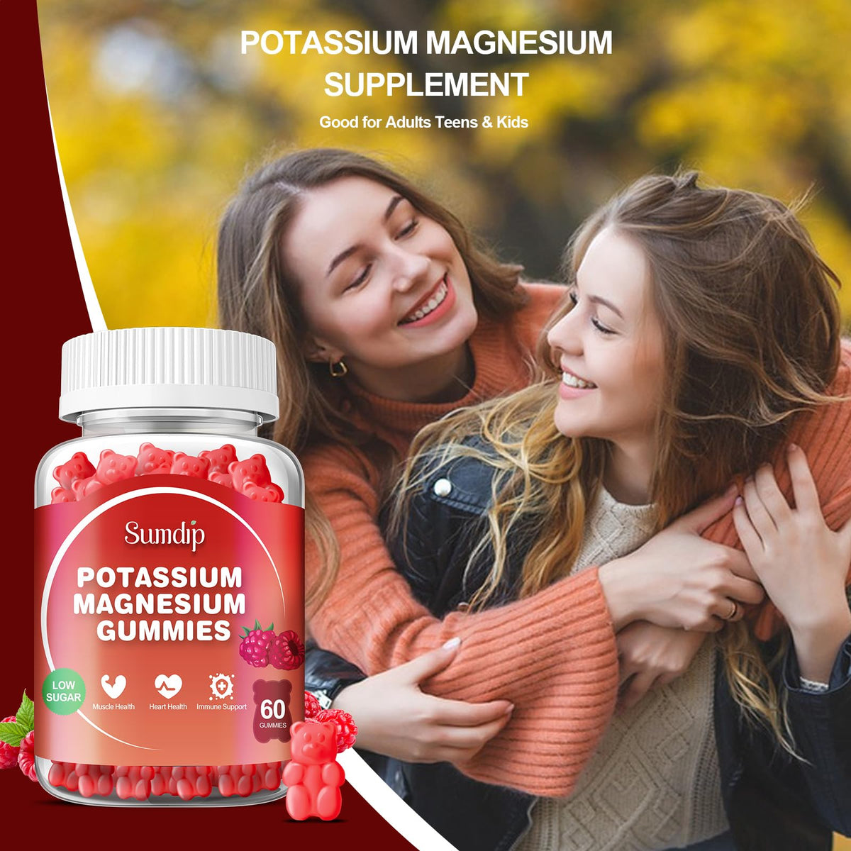 Gummies SumDIP au magnésium et potassium, avec une cuillère