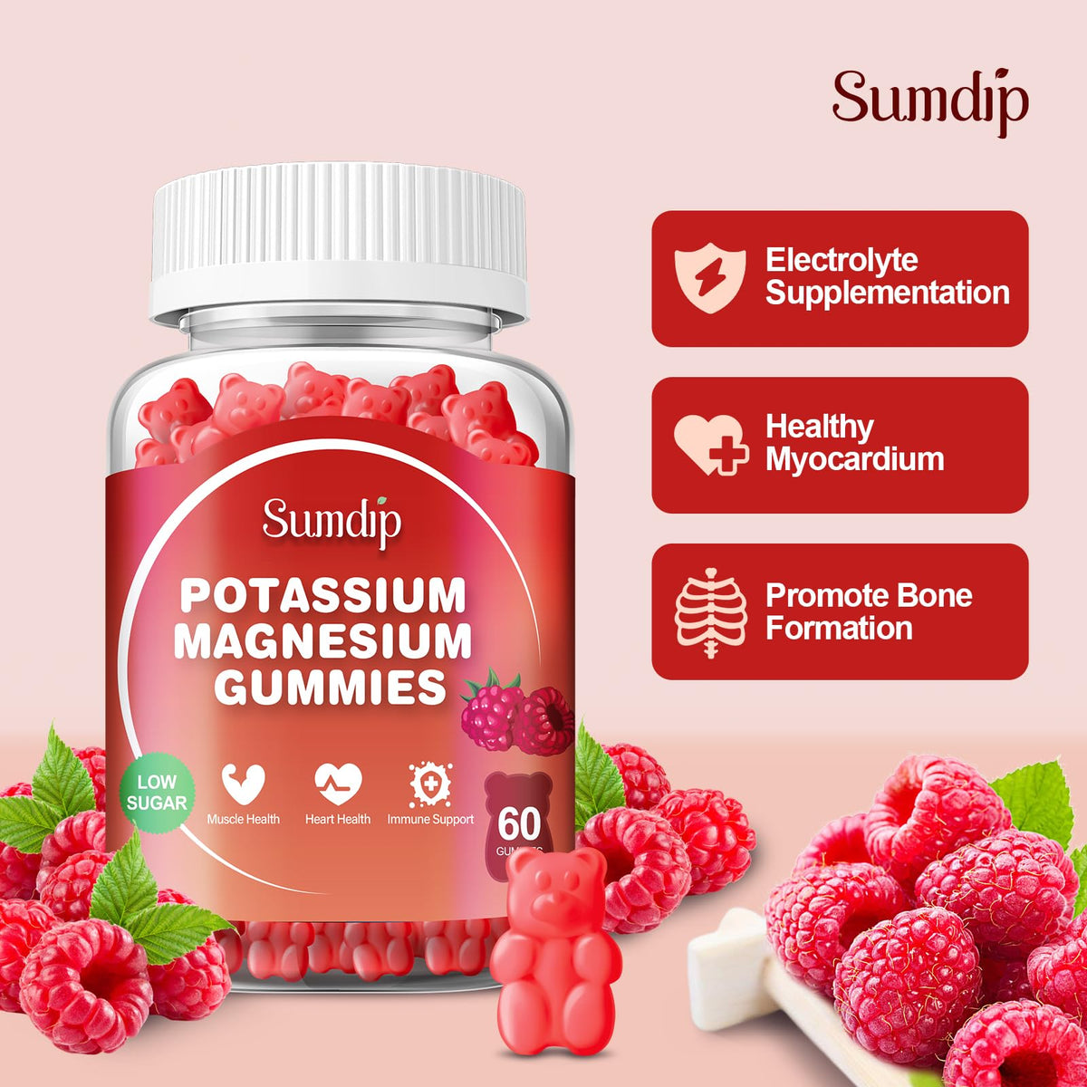 Gummies SumDIP au magnésium et potassium, paquet arrière