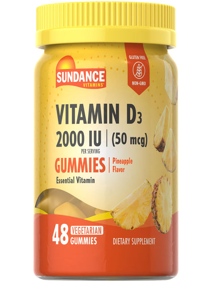 Gummies Sundance de Vitamine D3 au goût d'ananas, vue de face