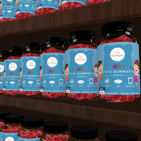 Gummies Sunergetic avec un fond coloré et lumineux