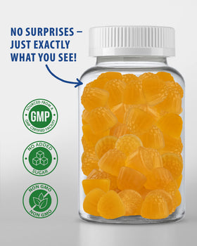 Gummies SUNNY SAM ouvertes avec quelques gummies à l'extérieur