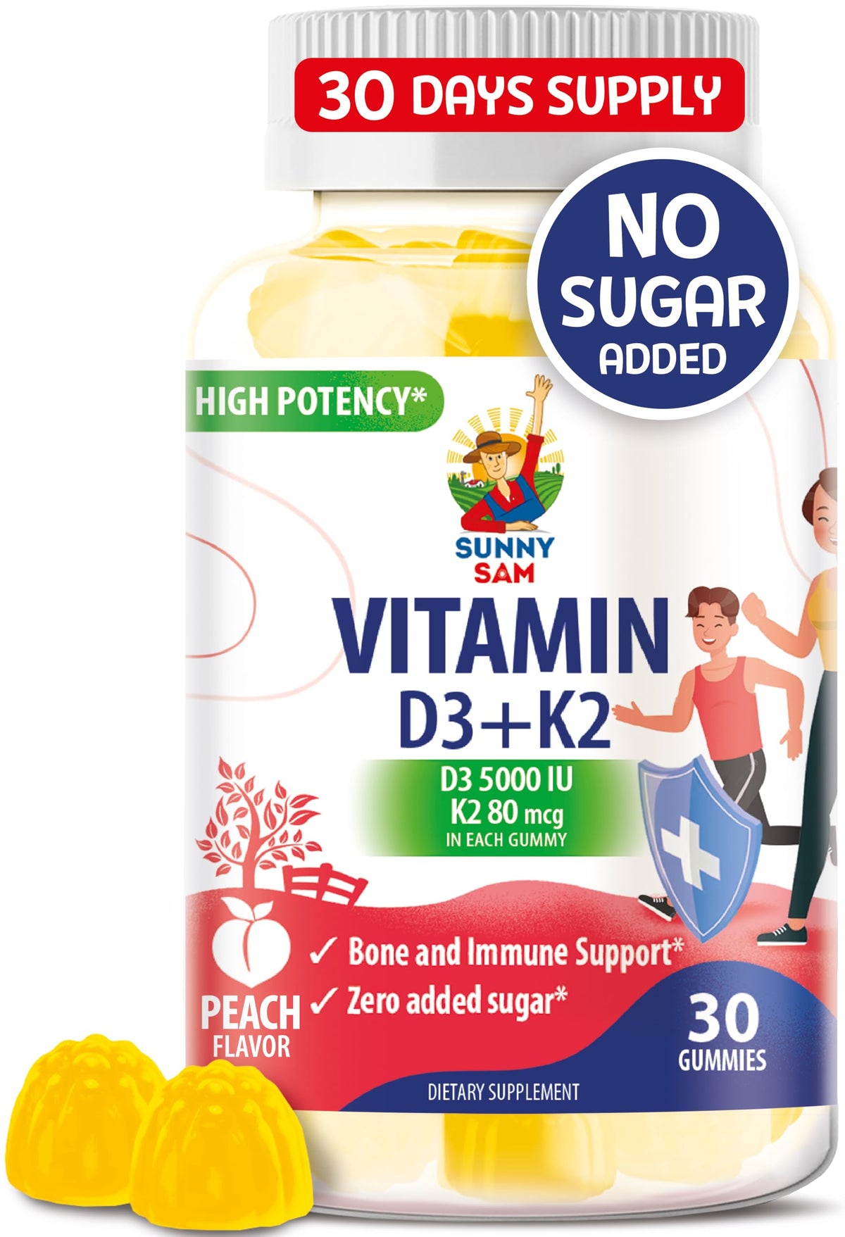 Gummies SUNNY SAM Vitamine D3 K2 5000 IU boîte de 30 pièces
