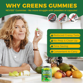 Gummies Super Greens Bio NEVISS avec une cuillère à mesurer
