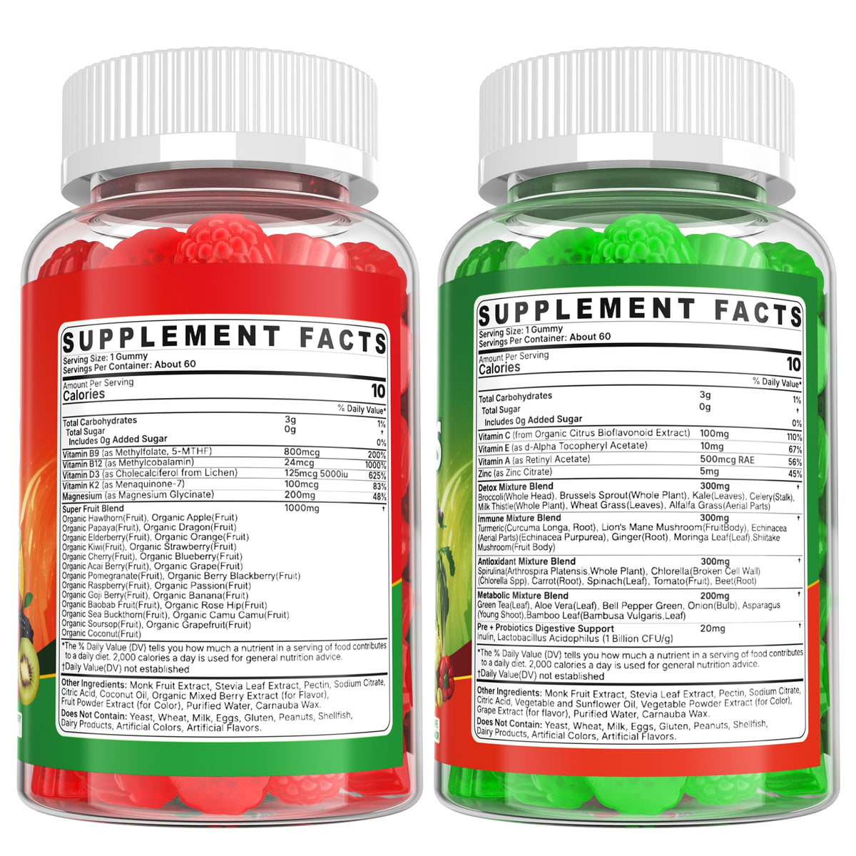 Gummies Super Greens EnvyCure 440g dans une main avec un fond naturel