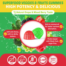 Gummies Super Greens EnvyCure 440g en portion sur une assiette