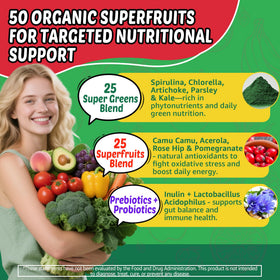 Gummies Super Greens EnvyCure 440g sur une table avec une tasse de thé
